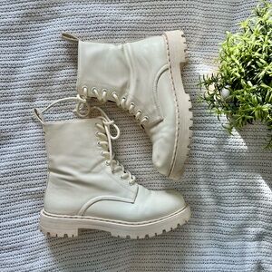 White Lace-up Boots